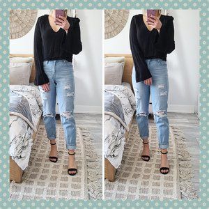 Free People Black Bell Sleeve Top